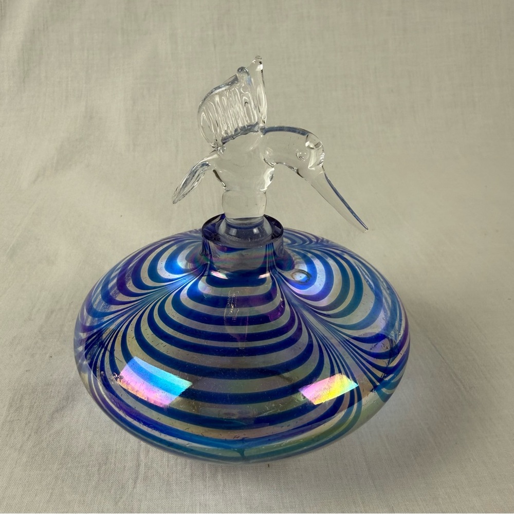 Blue Swirl Art Glass Perfume Bottle
